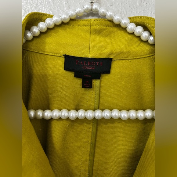 Talbots Pure Irish Linen Green Blazer Size Large - Picture 5 of 10